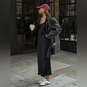 NWOT Soft Satin Maxi Cami Dress in Black
